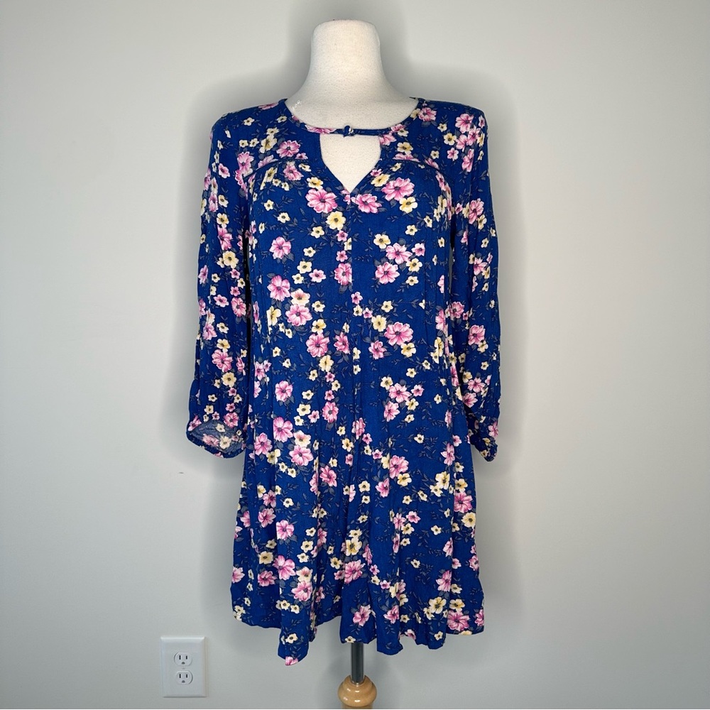 American Eagle Outfitters Cobalt Blue Multicolor Floral Dress